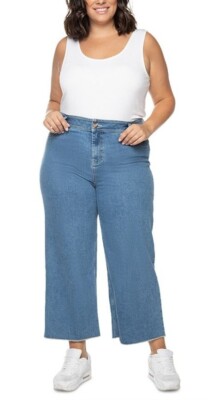 Black Tape Plus Size High Rise Raw Hem Culotte Wide Leg Jeans Size