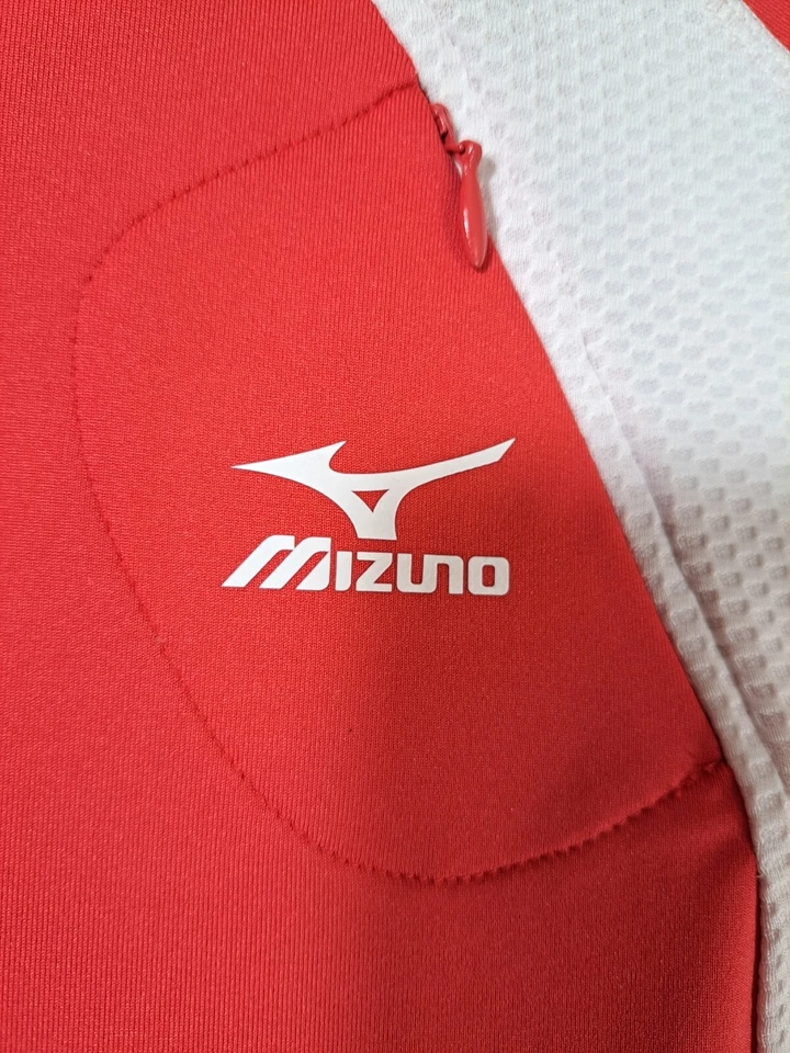 Pullover Mizuno DryLite 1/4 Cremallera Mujer Grande Rojo Blanco Rendimiento Elástico  Foto 4 de 4