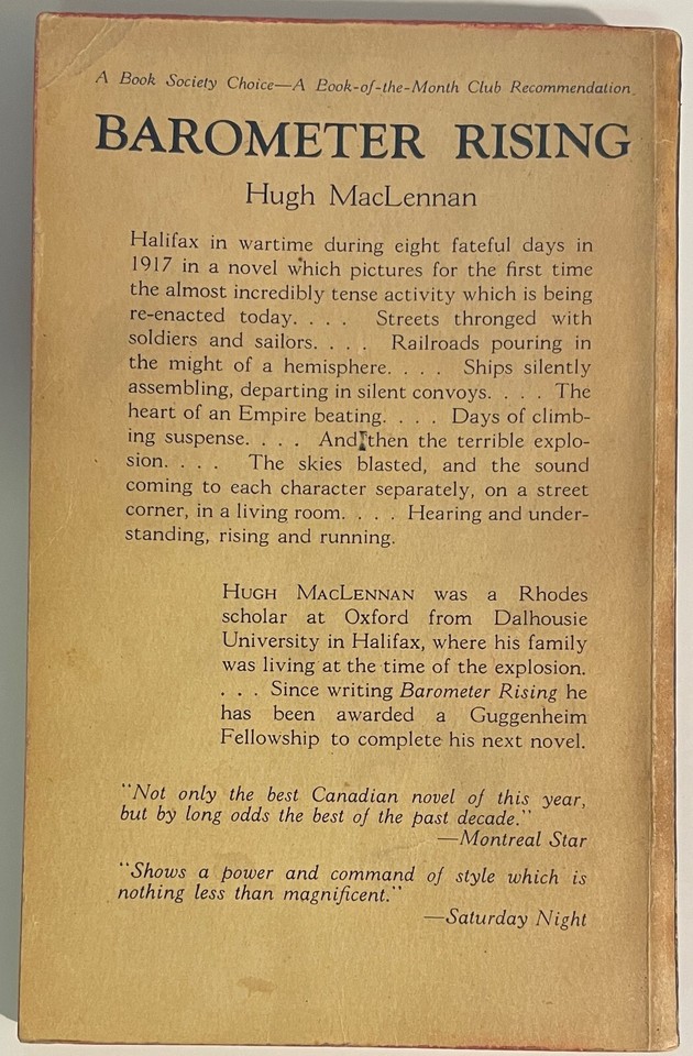 Barometer Rising by Hugh MacLennan (1943 White Circle #75 - SCARCE VPB ...