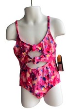Art Class One Piece Swimsuit Girls Size L 10/12 Multicolor Flowers