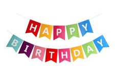 Happy Birthday Banner Decor Letter Hanging Photo HBD Paper Card Board Colorful