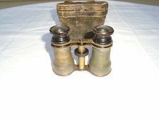 Antique CHEVALIER Opera Glasses Binoculars Paris France w Original Leather Case