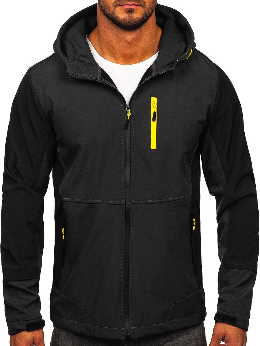 Herren Übergangsjacke Softshell Schwarz-Grün WX085