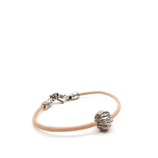 King Baby Studio Brown Leather Cord Bracelet Feather Bead Silver .925 Size 7"