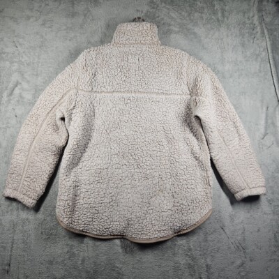 Abercrombie Fitch Women Sherpa Pullover 1/4 Zip Faux Leather Trim Beige  Sz 2XL