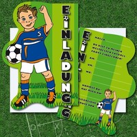 6 Einladungskarten Fussball - Kindergeburtstag FußBall Einladungen Kinder Party
