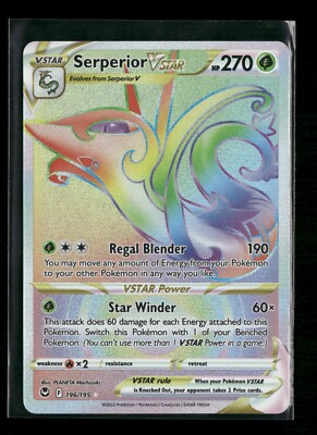 Pokemon Serperior VSTAR 196/195 Sword & Shield Silver Tempest Holo Secret Rare