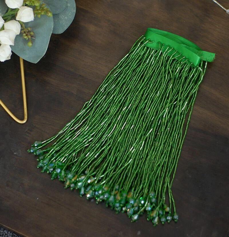 6,2" largura 1/2 jarda miçangas tecido franja acabamento casamento dança latina tecido - Imagem 3 de 4