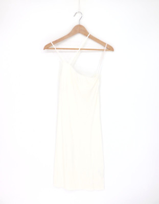 ENZA COSTA Silk Rib Asymmetrical Mini Dress White S (1) $215 C1