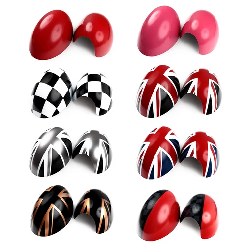Checkered Car Door Side Mirror Cover Caps For Cooper S Clubman R55 R56 R57 R60 - Foto 4 di 8