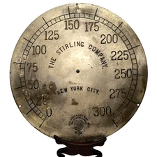 Rare Antique c1896 LARGE Stirling Company Pressure Gauge Faceplate Steampunk