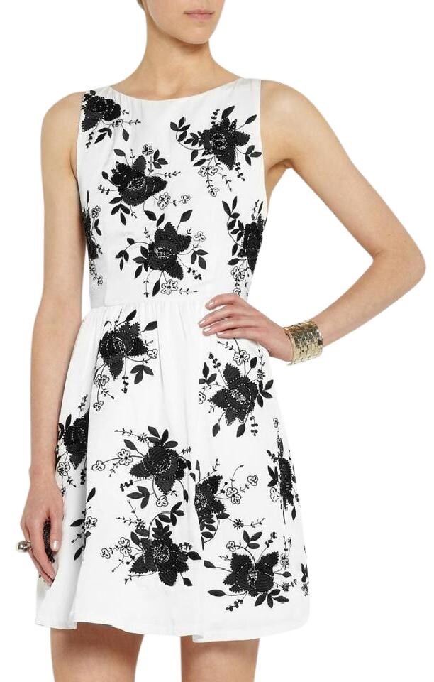 alice and olivia black and white dress Alice + Olivia Black Off White Sibella Sequin Bow Dress Size 6 $550