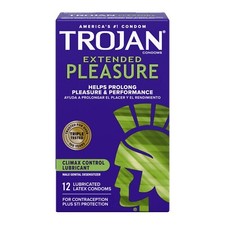 Trojan Extended Pleasure Climax Control Extended Pleasure Lubricated Condoms, 12