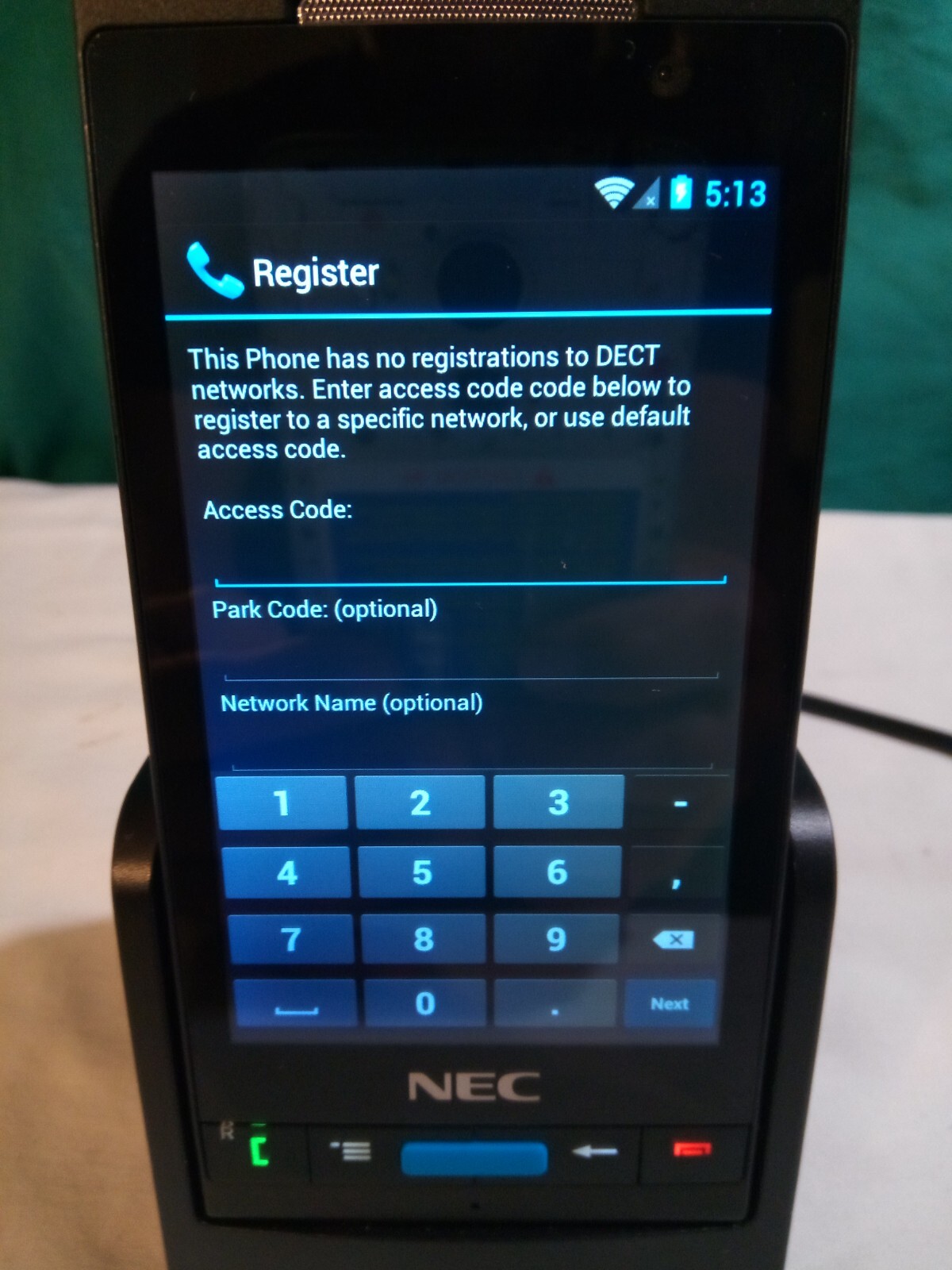 LOT OF 2 NEC G966 SMART DECT/WIFI HANDSET WITH 1 ONLY BASE