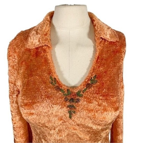 Vintage Lianne Byrnes Womens Fuzzy Long Sleeve Sweater Orange Size Small - Picture 5 of 10