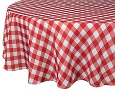 Tektrum 60" Round Tablecloth-Waterproof/Wrinkle Free - Red/White Checker