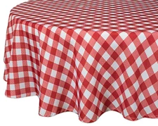 Tektrum 70" Round Tablecloth-Waterproof/Wrinkle Free - Red/White Checker
