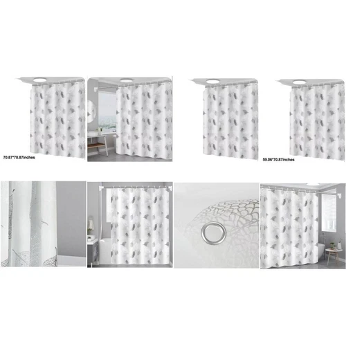 Sophisticated Opaque LEAF PRINTED shower curtain made of peva material - Picture 10 of 14