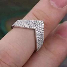 Moissanite Engagement Ring 14K 2CT Round Cut White Gold Plated