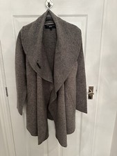 Paul Costelloe Ladies Grey Wool Blend Shawl Cardigan Coat Overcoat Coat L Uk 14