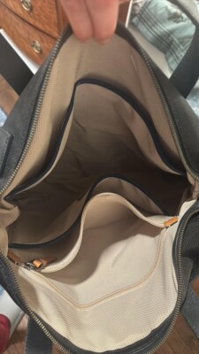 tumi santa monica whitfield helmet tote - black nylon and leather