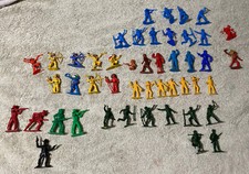 Vintage MPC Marx Lot 47 Cowboys Indians Plastic Toy Figures Tim-Mee Hilco VTG