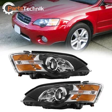 Headlights Halogen Set Black Performance Lens Fits 05-07 Subaru Legacy & Outback