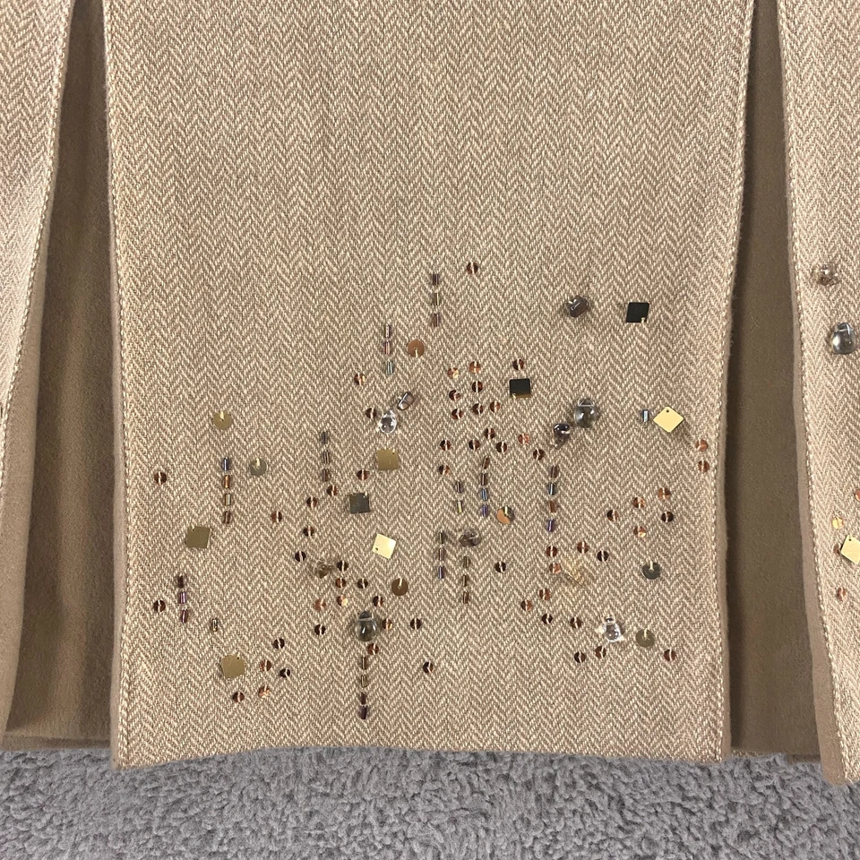 Falda lápiz plisada de lana Ann Taylor LOFT para mujer 12 lentejuelas forradas de sarga tostada Foto 2 de 4