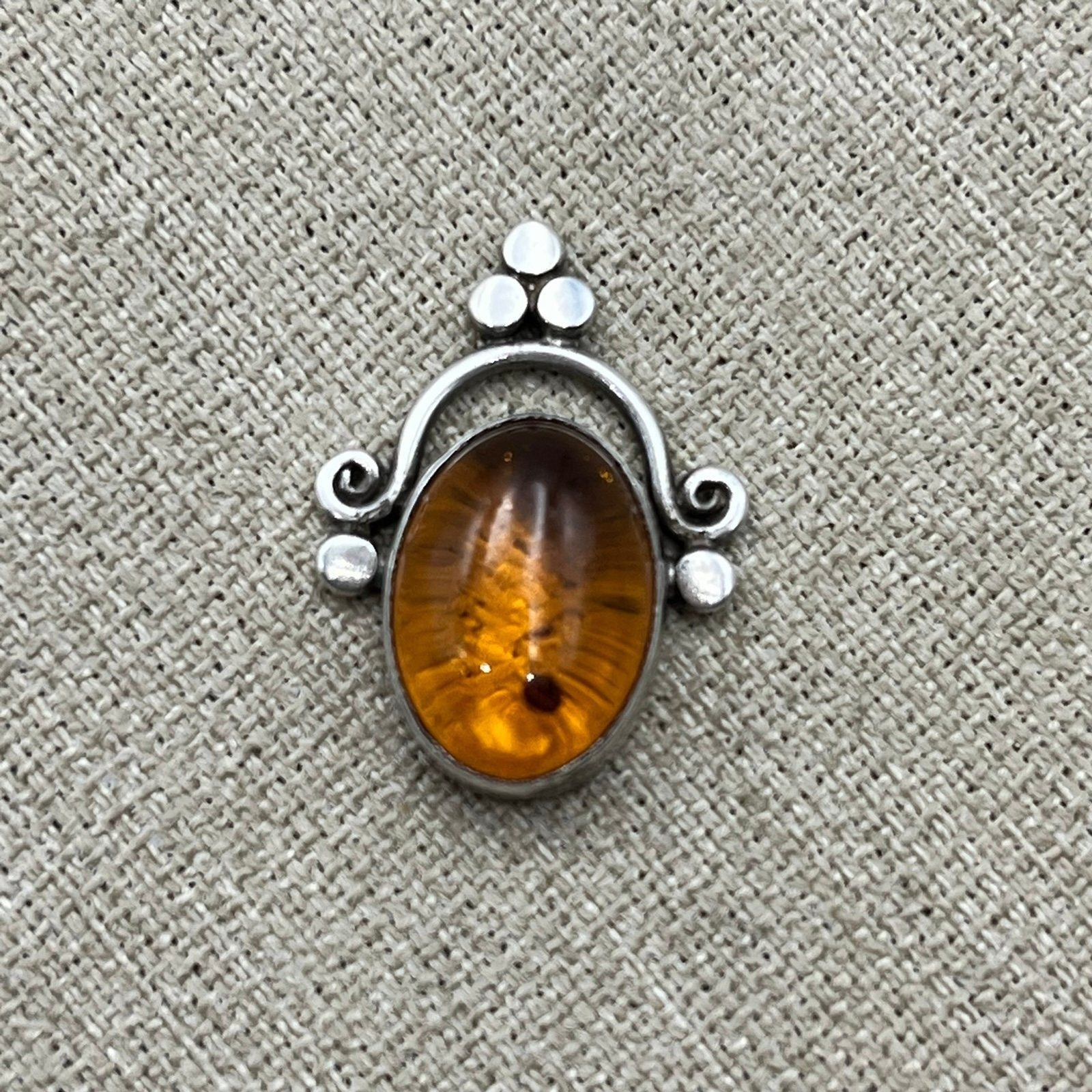Authentic large amber Sterling silver pendant - image 3