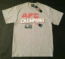 NWT NEW ENGLAND PATRIOTS FANATICS NFL AFC CHAMPIONS GREY T-SHIRT MENS SZ MEDIUM