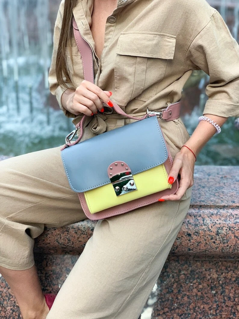 COACH Borsa a mano donna tracolla pelle blu borsa a tracolla Laidies borsetta regalo per lei