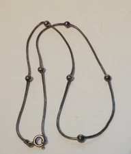 16” long 1mm Snake Chain Sterling Silver with 4mm Beads FAS Italy 925 Necklace