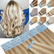 Seamless Tape In Hair Extensions Real Remy Skin Weft Highlight Blonde Human Hair