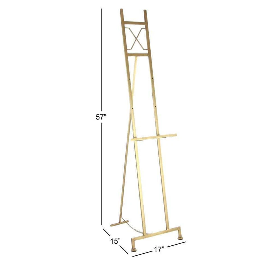 Soporte de exhibición de pintura artística de metal dorado grande caballete independiente soporte de cadena Foto 4 de 4