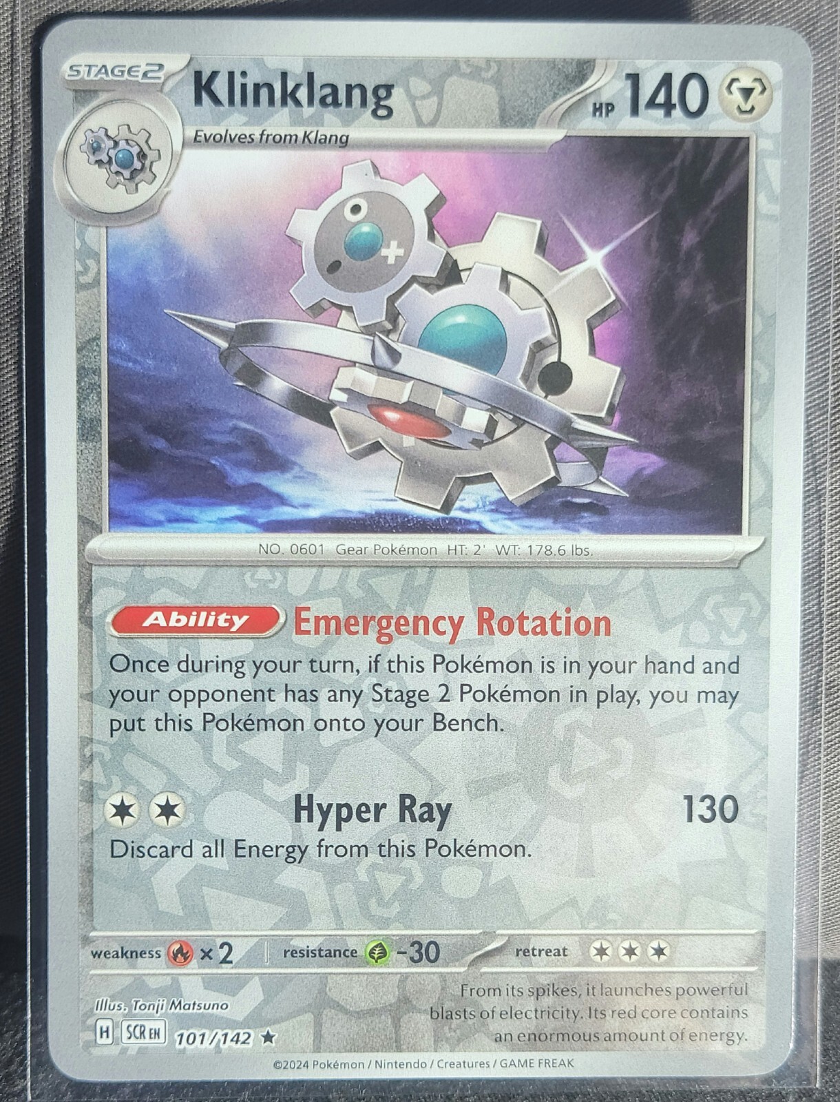Pokemon TCG Card Klinklang 101/142 S&V Stellar Crown Rare Reverse Holo NM