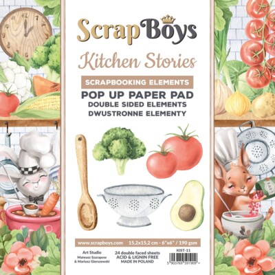 ScrapBoys Papers KITCHEN STORIES POP UP Paper Pad 24/pk Scrapbook Elements Motif