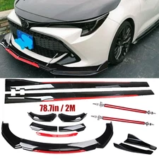 Front Bumper Lip Splitter Side Skirt Gloss Black Red For Toyota Corolla Body Kit