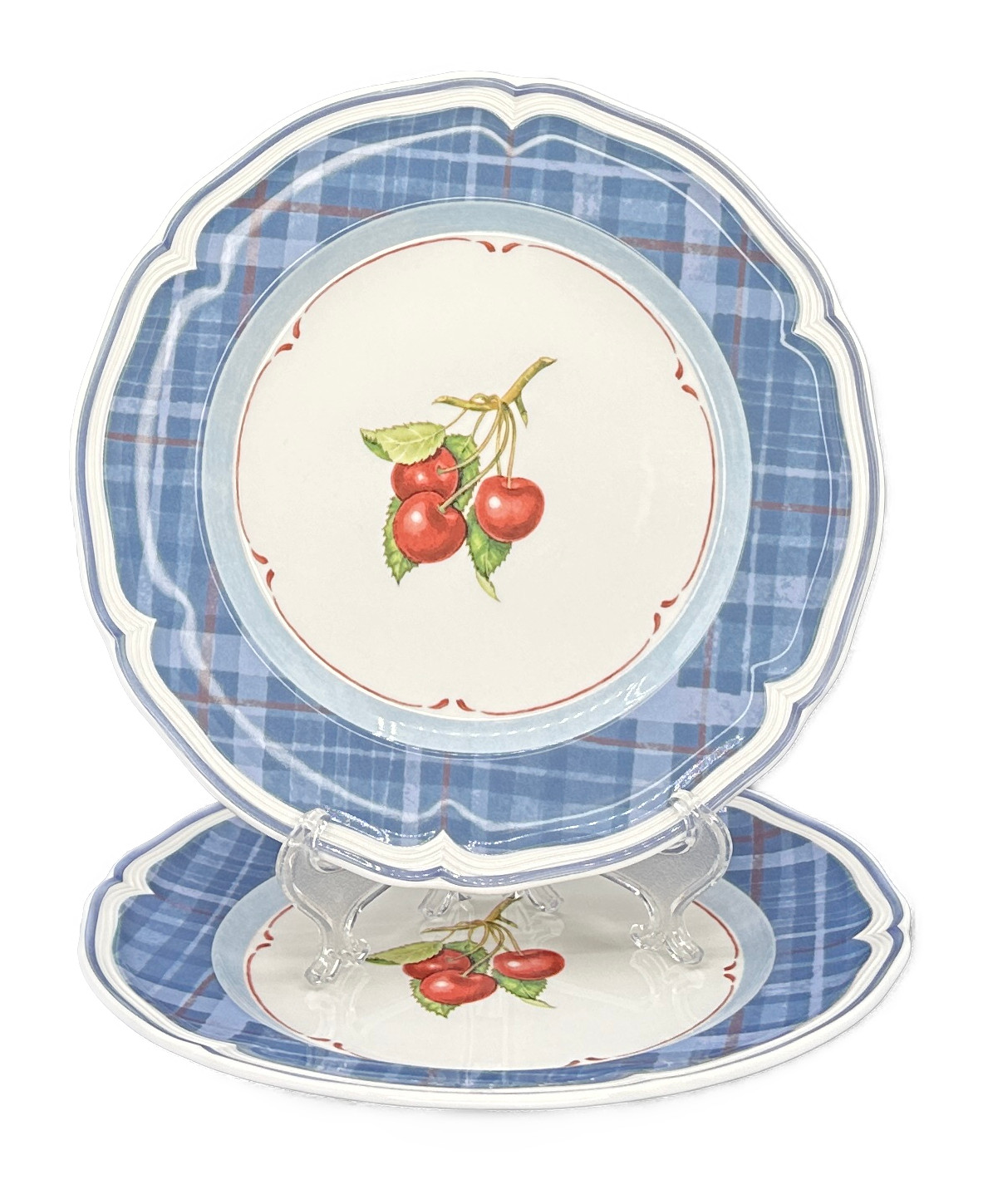 Villeroy Boch Cottage Accent Salad Plate Blue Plaid Set of