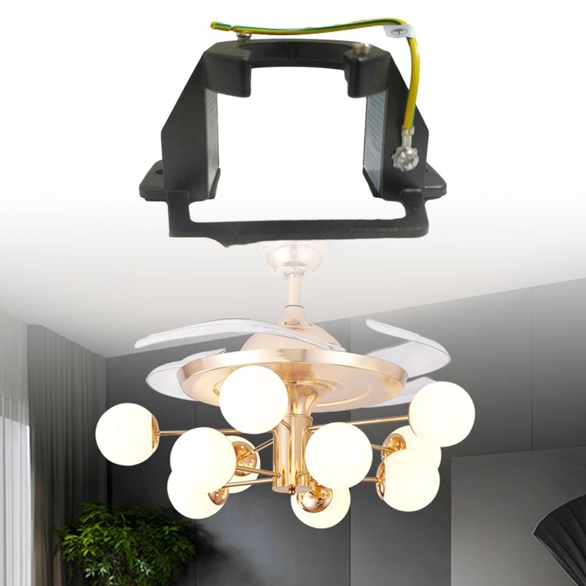 Black Ceiling Fan Canopy Bracket For Sloped/Cathedral Ceilings - FA84 Model