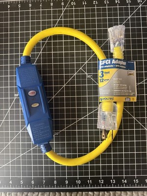 Voltec 04-0092G 3 Ft GFCI Adapter Cord 12 Gauge 20A Twist-Lock Ends   New