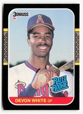 1987 Donruss #38 Devon White RC Rookie Card Rated Rookie California Angels. rookie card picture