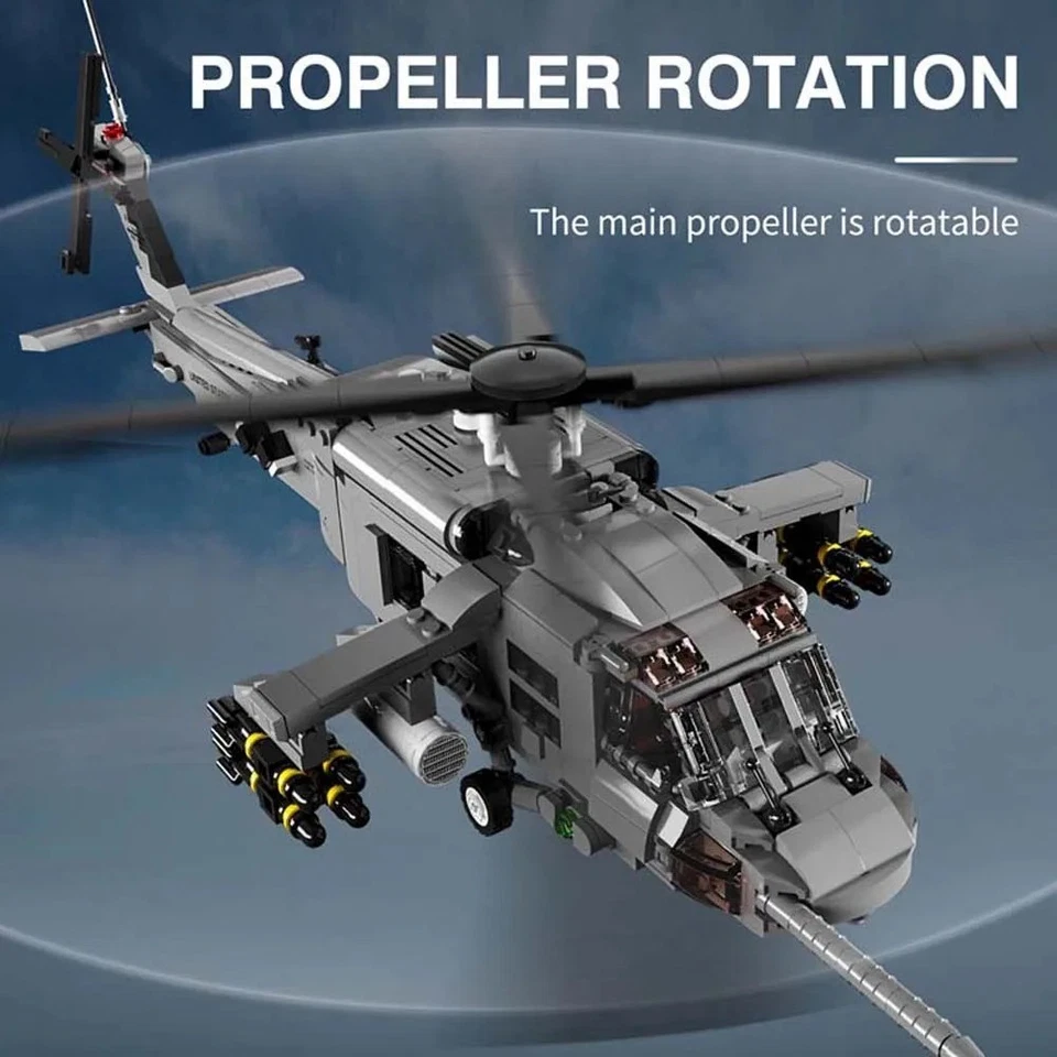 M7003 UH-60 Black Hawk attack helicopter 1159pcs building blocks Christmas  gift - Image 4 of 4