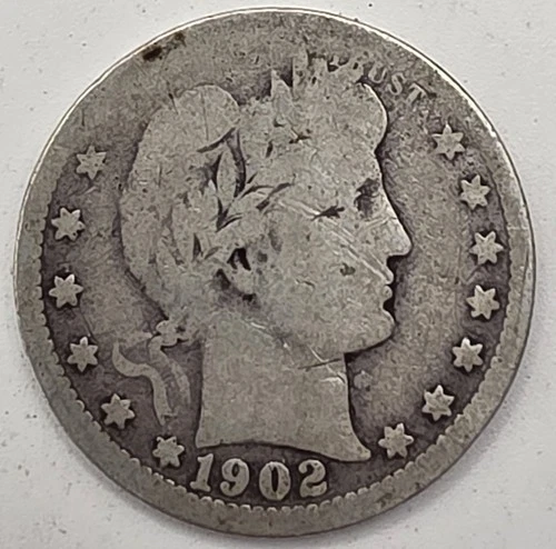 《Silver》1902-O USA BARBER QUARTER -- .1808 OZ of SILVER!!!