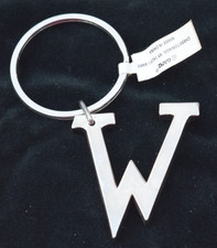 Ganz Silver Tone Metal Keychain Alphabet Initial W