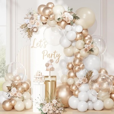 Luftballons Gold Weiß 113 Stück für Hochzeit Geburtstag Deko Party