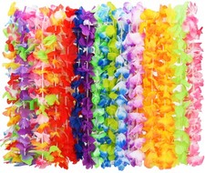 Hawaiian Leis, 24PCS Hawaiian Party Decorations Silk Flower Necklace
