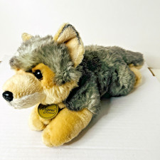 Miyoni Husky Wolf 13" Plush Gray Laying Realistic Stuffed Animal Toy Aurora 2018