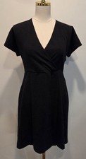 NWOT Madewell Faux Wrap Flutter Sleeve Black Gauzy Cotton Dress Women's M