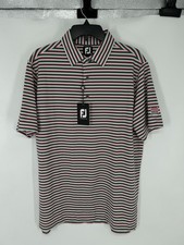 FootJoy Polo Shirt Mens Medium Striped Golf Short Sleeve Performance Striped