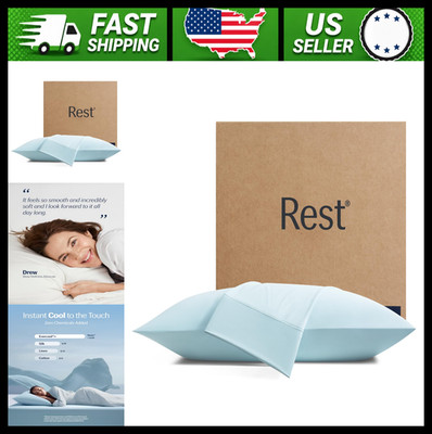 REST Evercool Cooling Pillowcases Standard 2 Pack Silver Infused Silky Smooth